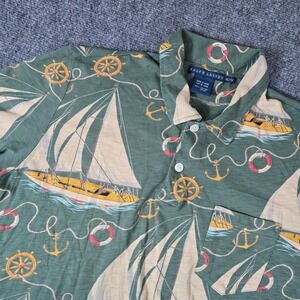 Ralph Lauren Sailboat‎ Print Shirt Anchor Nautical Olive Green XL/TG mac miller